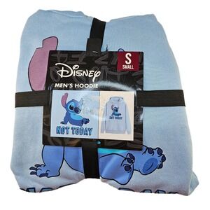 New Disney Lilo & Stitch Not Today Men's Hoodie, Blue Graphic Pullover - S